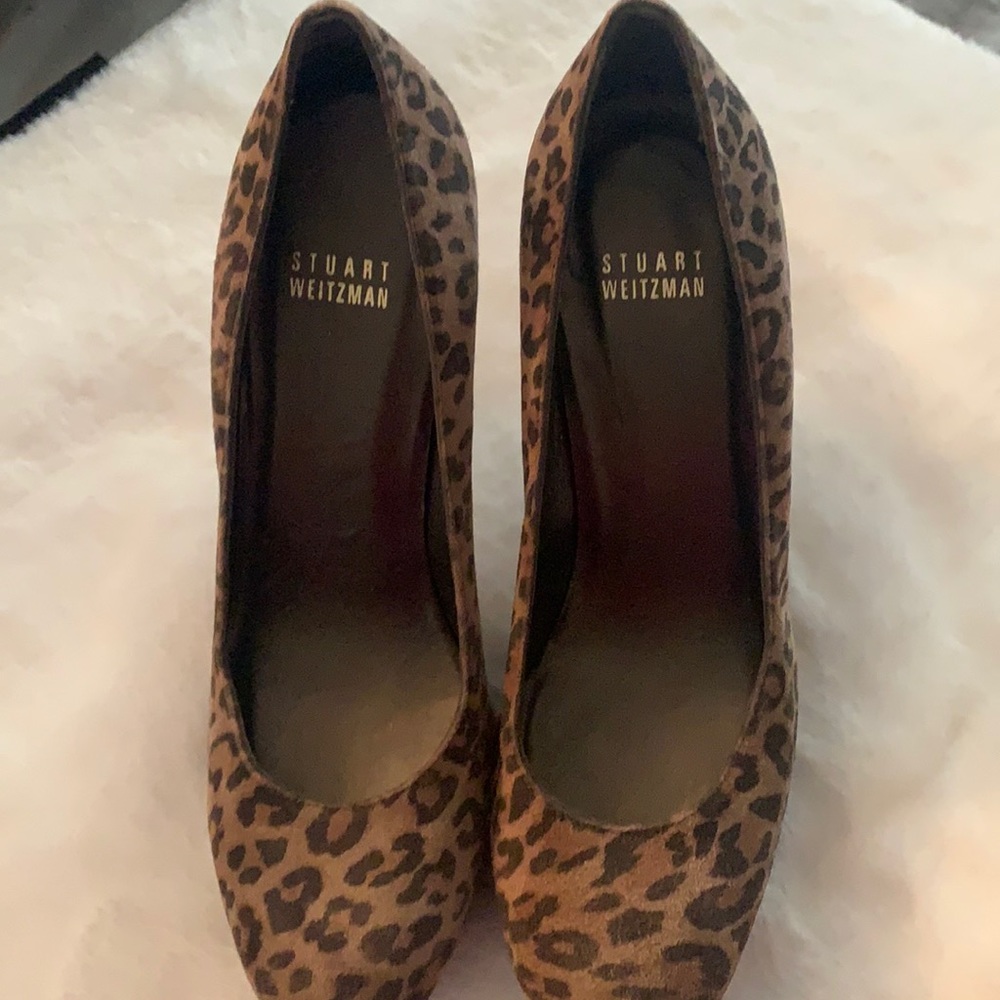 Suede Leopard heels 4 1/2 inches size 7 1/2.